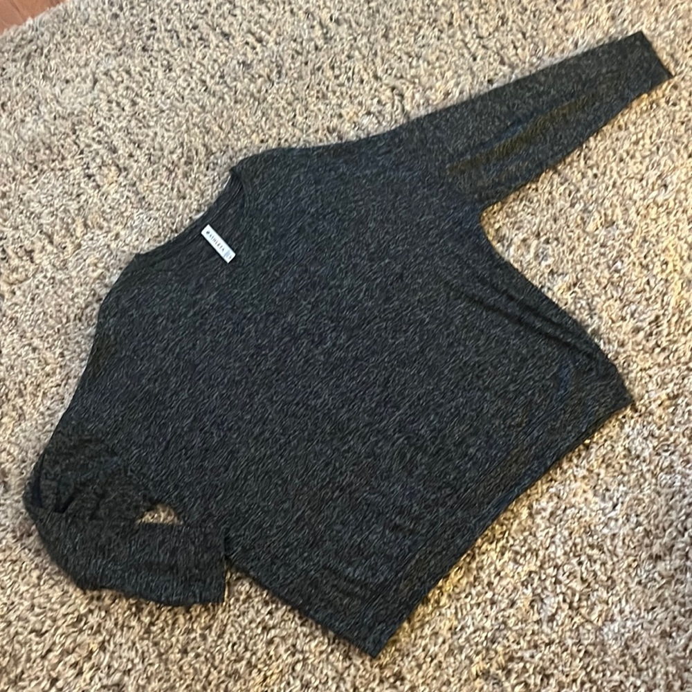 Athleta dolman sleeve lightweight heather black sweater - size L petite